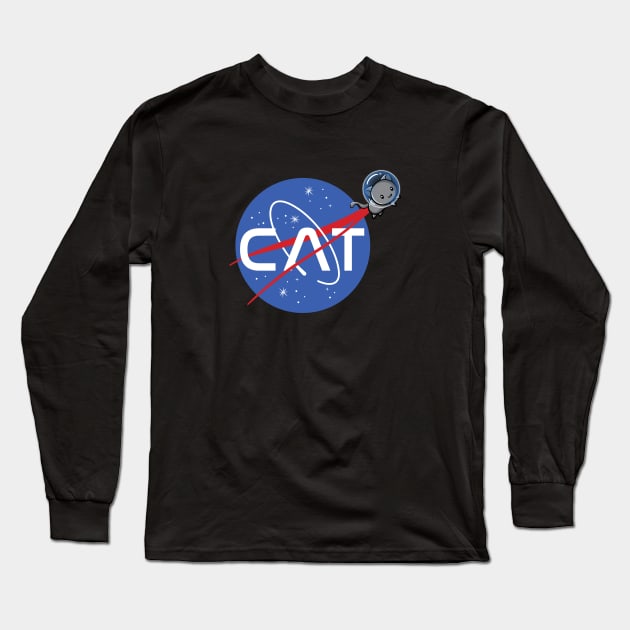 NASA Cat Long Sleeve T-Shirt by fishbiscuit